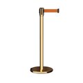 Montour Line Retractable Belt Rolling Stanchion, 2ft Pol.Brass Post  7.5ft Orange ME530-PB-OR-75